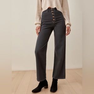 Reformation Lexi High Rise Wide Leg Jeans in Washed Black Size 30